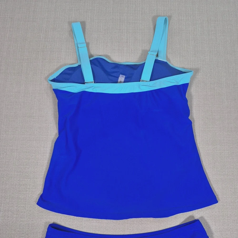 Tempt ME Tankini Swimsuit with Skirt Blue Tummy Control Two Piece Large NWOT
